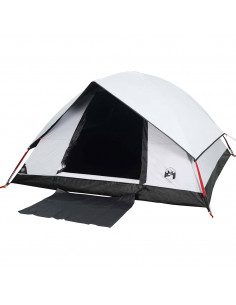Tenda Campeggio a Cupola 4 Persone Bianca Tessuto Impermeabile