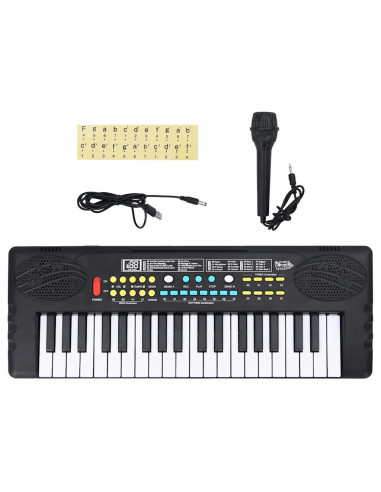 Tastiera Elettrica Pianoforte a 37 Tasti Microfono per Bambini