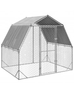 Recinto per Polli con Tetto 2,5x2x2,25 m in Acciaio Zincato