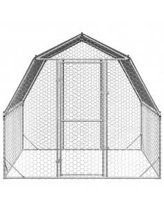 Recinto per Polli con Tetto 2,5x2x2,25 m in Acciaio Zincato 2