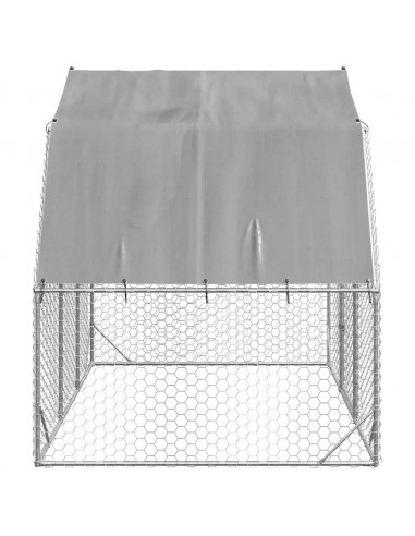 Recinto per Polli con Tetto 2,5x2x2,25 m in Acciaio Zincato