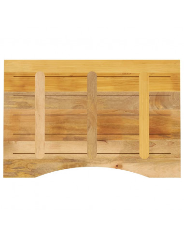 Piano Scrivania con Curva 90x50x2,5 cm Massello Grezzo di Mango