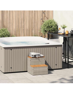 Bordo per Vasca Idromassaggio Polyrattan&Massello Acacia 2