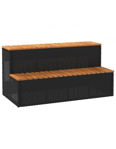 Bordo per Vasca Idromassaggio Nero Polyrattan&Massello Acacia