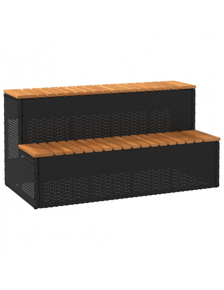 Bordo per Vasca Idromassaggio Nero Polyrattan&Massello Acacia