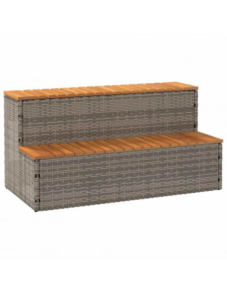 Bordo per Vasca Idromassaggio Grigio Polyrattan&Massello Acacia
