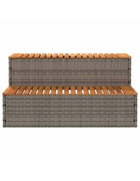 Bordo per Vasca Idromassaggio Grigio Polyrattan&Massello Acacia