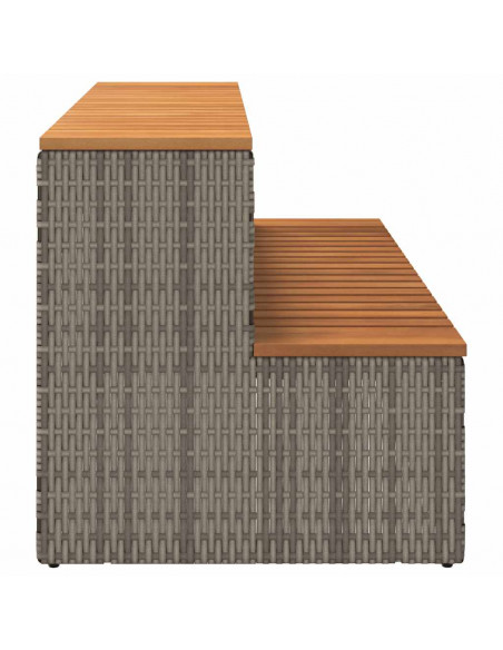 Bordo per Vasca Idromassaggio Grigio Polyrattan&Massello Acacia