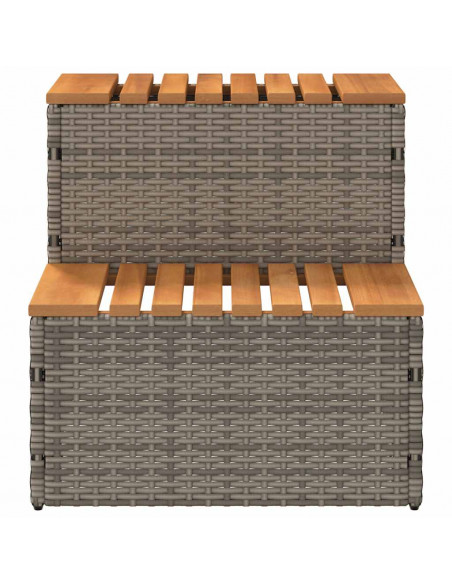 Bordo per Vasca Idromassaggio Grigio Polyrattan&Massello Acacia
