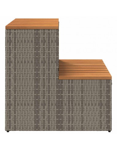 Bordo per Vasca Idromassaggio Grigio Polyrattan&Massello Acacia