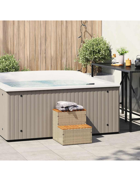 Bordo per Vasca Idromassaggio Beige Polyrattan&Massello Acacia