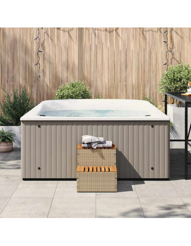 Bordo per Vasca Idromassaggio Beige Polyrattan&Massello Acacia