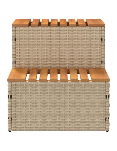 Bordo per Vasca Idromassaggio Beige Polyrattan&Massello Acacia