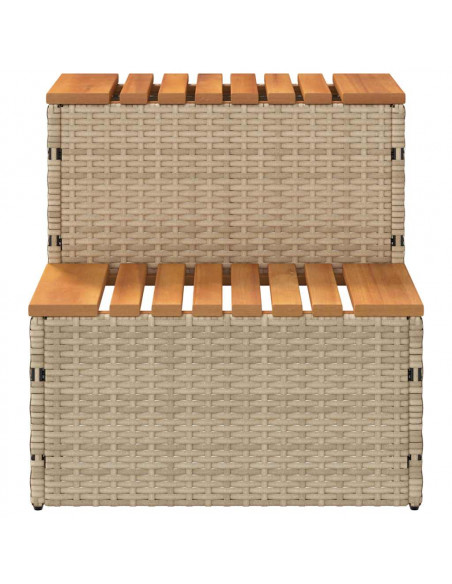 Bordo per Vasca Idromassaggio Beige Polyrattan&Massello Acacia