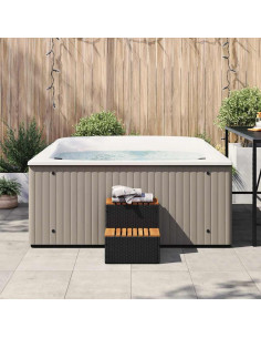 Bordo per Vasca Idromassaggio Nero Polyrattan&Massello Acacia 2