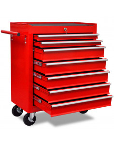 Carrello Portautensili con 7 Cassetti Rosso per Garage