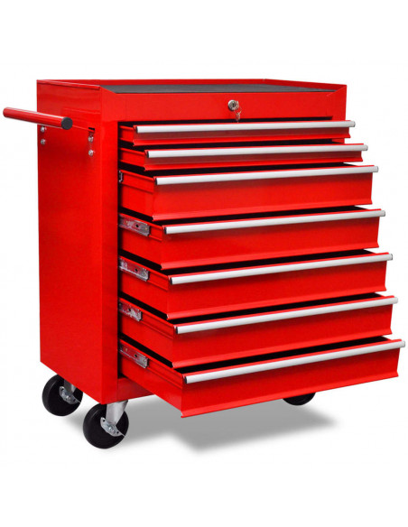 Carrello Portautensili con 7 Cassetti Rosso per Garage
