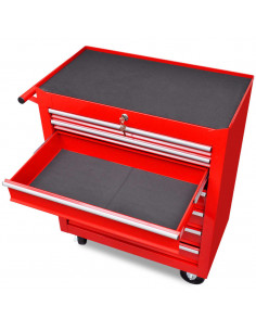 Carrello Portautensili con 7 Cassetti Rosso per Garage 2