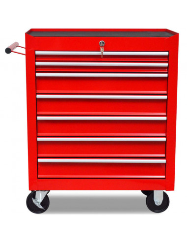 Carrello Portautensili con 7 Cassetti Rosso per Garage