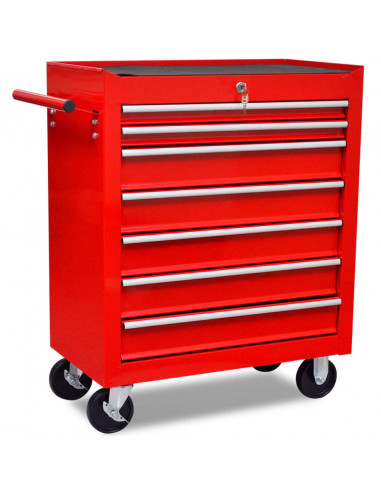 Carrello Portautensili con 7 Cassetti Rosso per Garage