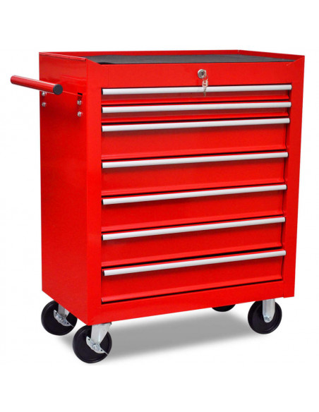 Carrello Portautensili con 7 Cassetti Rosso per Garage