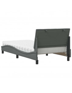 Letto con Materasso Grigio Scuro 100x200 cm in Tessuto