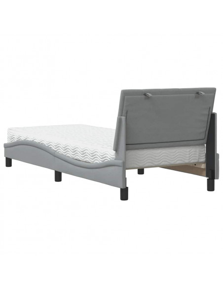 Letto con Materasso Grigio Chiaro 80x200 cm in Tessuto