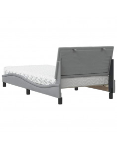 Letto con Materasso Grigio Chiaro 100x200 cm in Tessuto