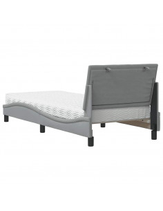 Letto con Materasso Grigio Chiaro 90x190 cm in Tessuto