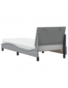 Letto con Materasso Grigio Chiaro 90x200 cm in Tessuto