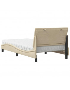 Letto con Materasso Crema 100x200 cm in Tessuto