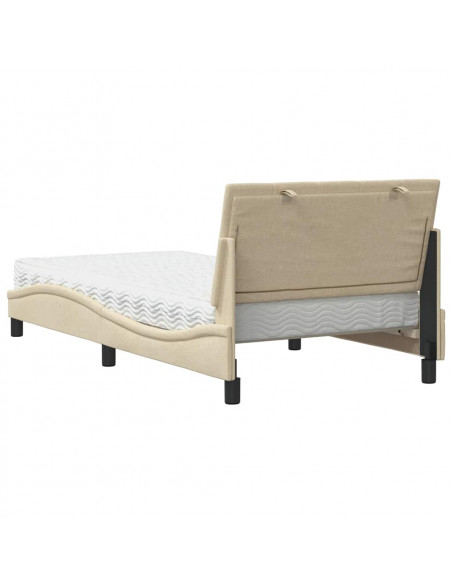 Letto con Materasso Crema 100x200 cm in Tessuto