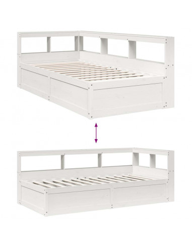 Letto con Libreria senza Materasso 75x190 cm in Legno Pino