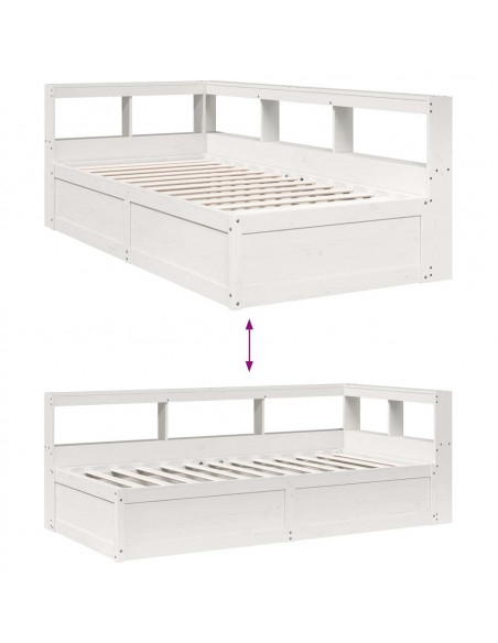 Letto con Libreria senza Materasso 75x190 cm in Legno Pino
