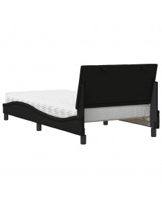 Letto con Materasso Nero 100x200 cm in Tessuto