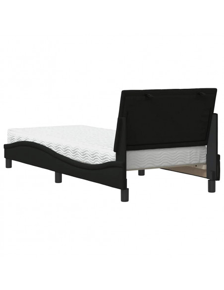 Letto con Materasso Nero 80x200 cm in Tessuto