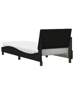 Letto con Materasso Nero 90x190 cm in Tessuto