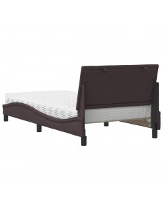 Letto con Materasso Marrone Scuro 100x200 cm in Tessuto
