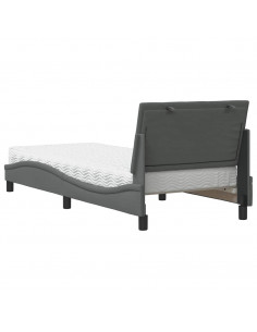 Letto con Materasso Grigio Scuro 90x190 cm in Tessuto