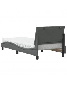 Letto con Materasso Grigio Scuro 90x200 cm in Tessuto