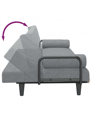 Divano Letto con Braccioli Grigio Chiaro in Tessuto