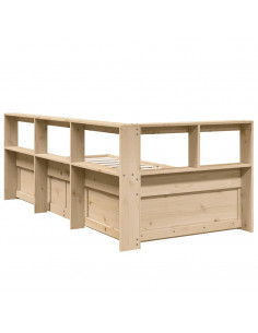 Giroletto con Libreria senza Materasso 75x190 cm in Legno Pino