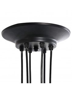 Lampada a Sospensione con 6 Portalampada E27 in Metallo Nero 2