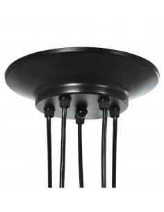 Lampada a Sospensione con 5 Portalampada E27 in Metallo Nero 2