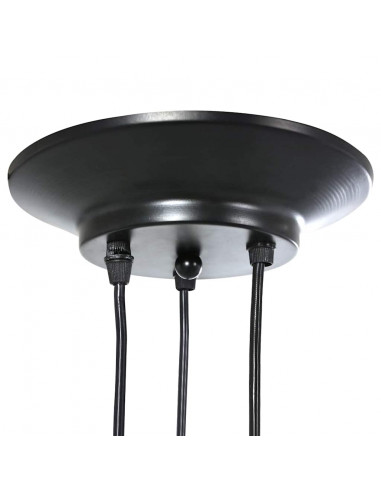 Lampada a Sospensione con 3 Portalampada E27 in Metallo Nero