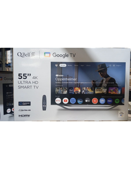 TV LED 55" QBELL 4K QT55UGF9B SMART TV GOOGLE ITALIA BLACK