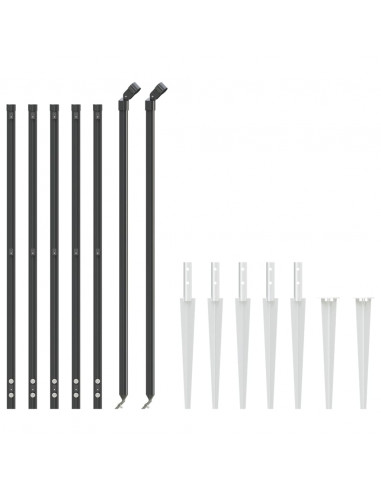 Recinzione Metallica con Picchetti Ancoraggio Antracite 0,8x10m