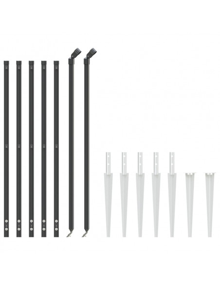 Recinzione Metallica con Picchetti Ancoraggio Antracite 0,8x10m