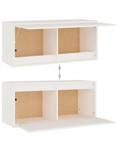 Mobili Porta TV 3 pz Bianchi in Legno Massello di Pino