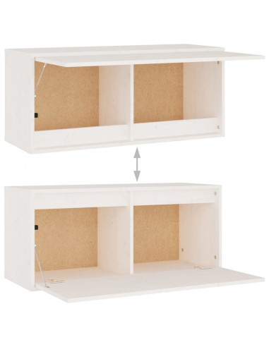 Mobili Porta TV 4 pz Bianchi in Legno Massello di Pino